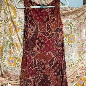 Ralph Lauren Paisley Midi Dress - Burgundy and Brown